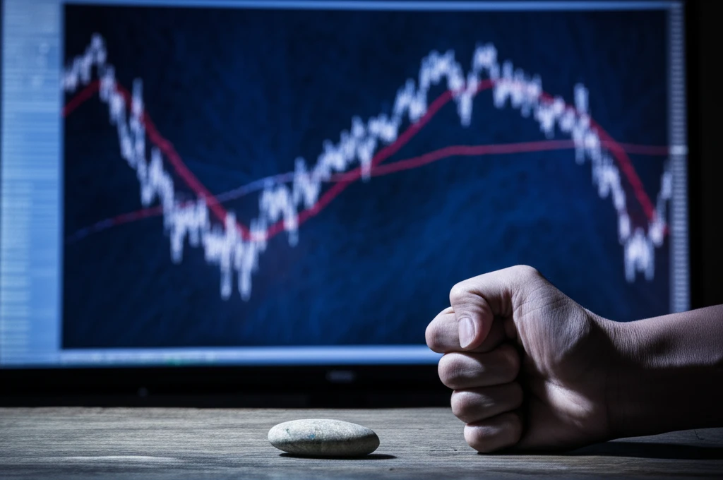 코스피변동성지수 차트와 하락장수익종목 방산/음료 아이콘, 리스크관리전략 그래픽